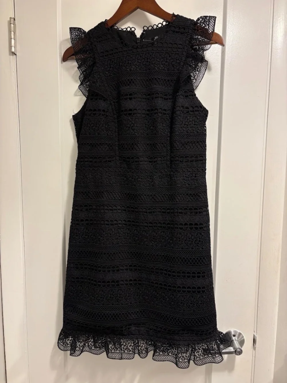 J.Crew Cap-Sleeve Ruffle Dress in Mixed Lace